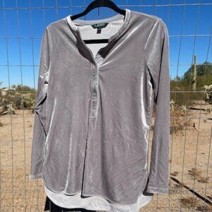 Ralph Lauren Velvet Top, Silver, Petite Small